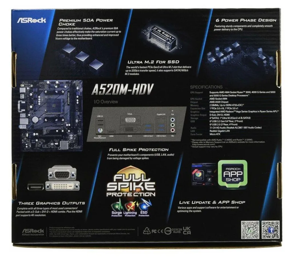 ASRock A520M-HDV - Scheda Madre Affidabile per Ufficio e Casa - 6