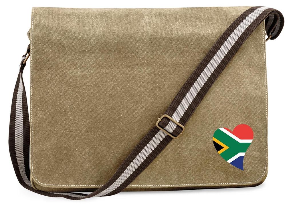 Huuraa Umhängetasche Südafrika Flagge Herz 14 Liter Sahara Canvas Laptoptasche Geschenkidee
