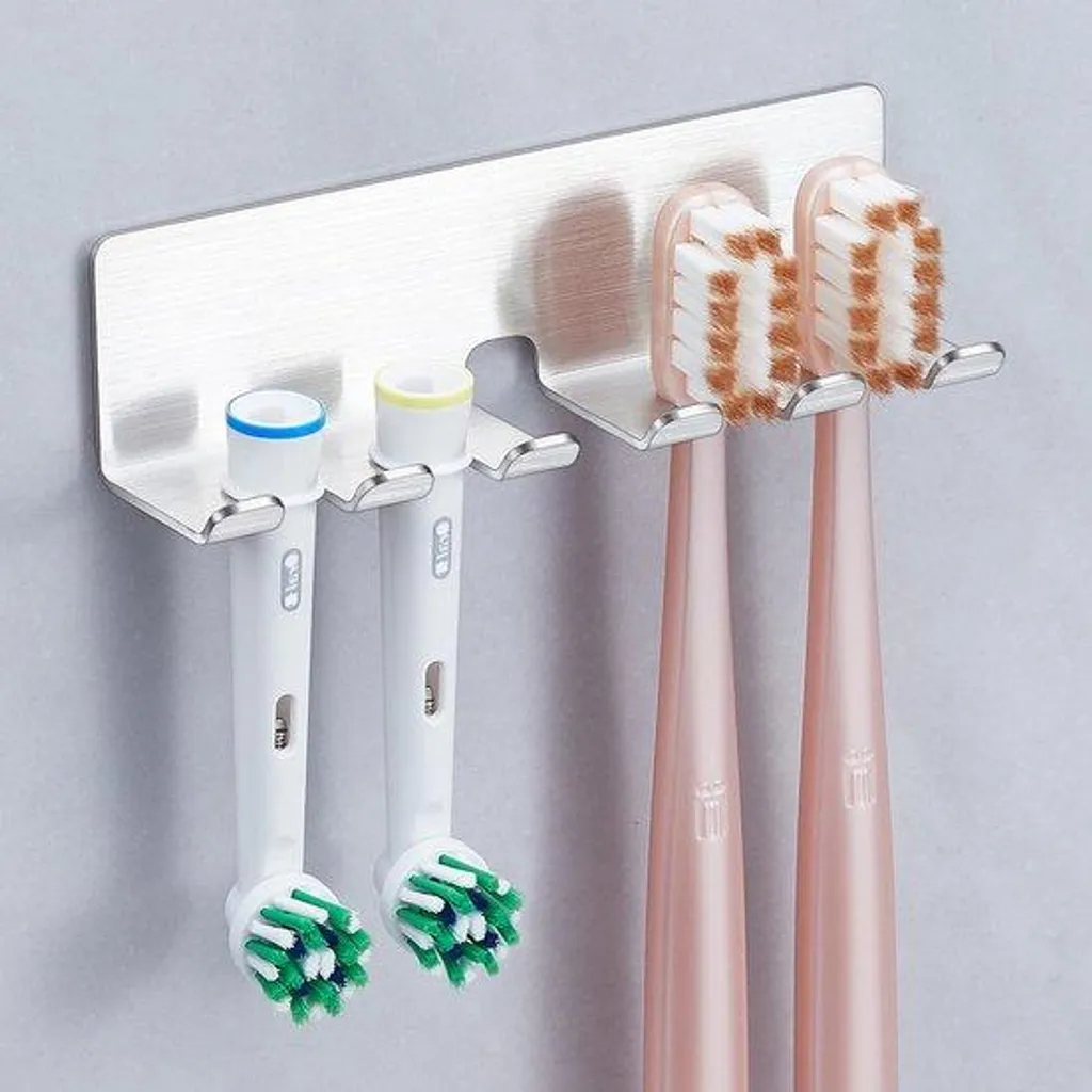 Support mural brosse à dents électrique avec rangement pour têtes de brosse