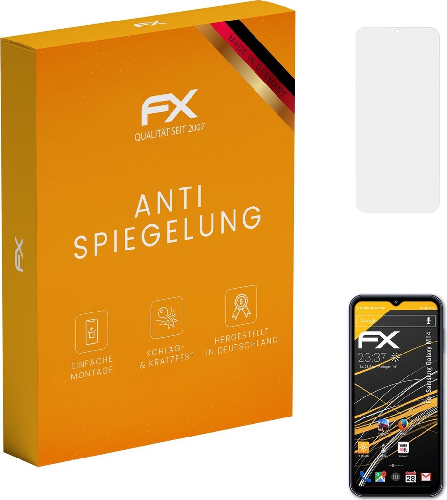 atFoliX FX-Antireflex 3x Schutzfolie kompatibel mit Samsung Galaxy M14 Displayfolie