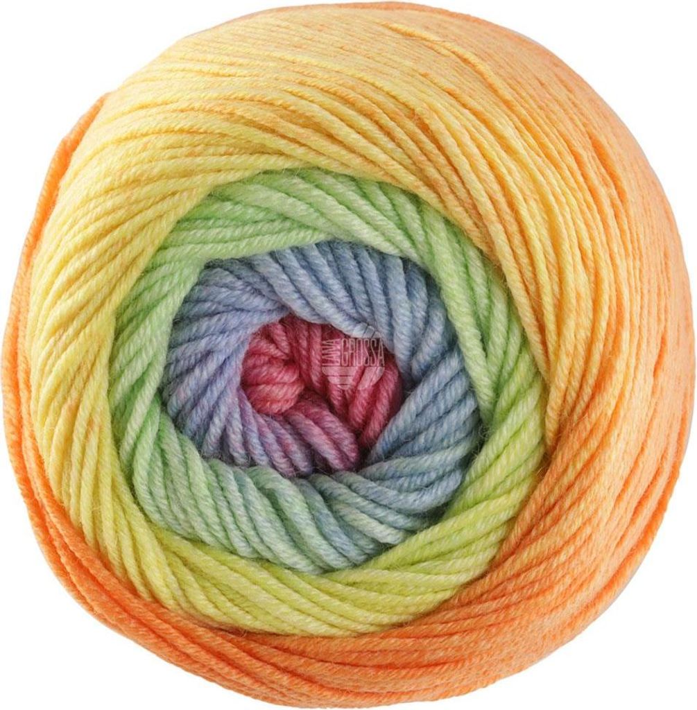 Lana Grossa - Cool Wool Big Color 4036 graugrün grüngelb orange flieder hellgrau
