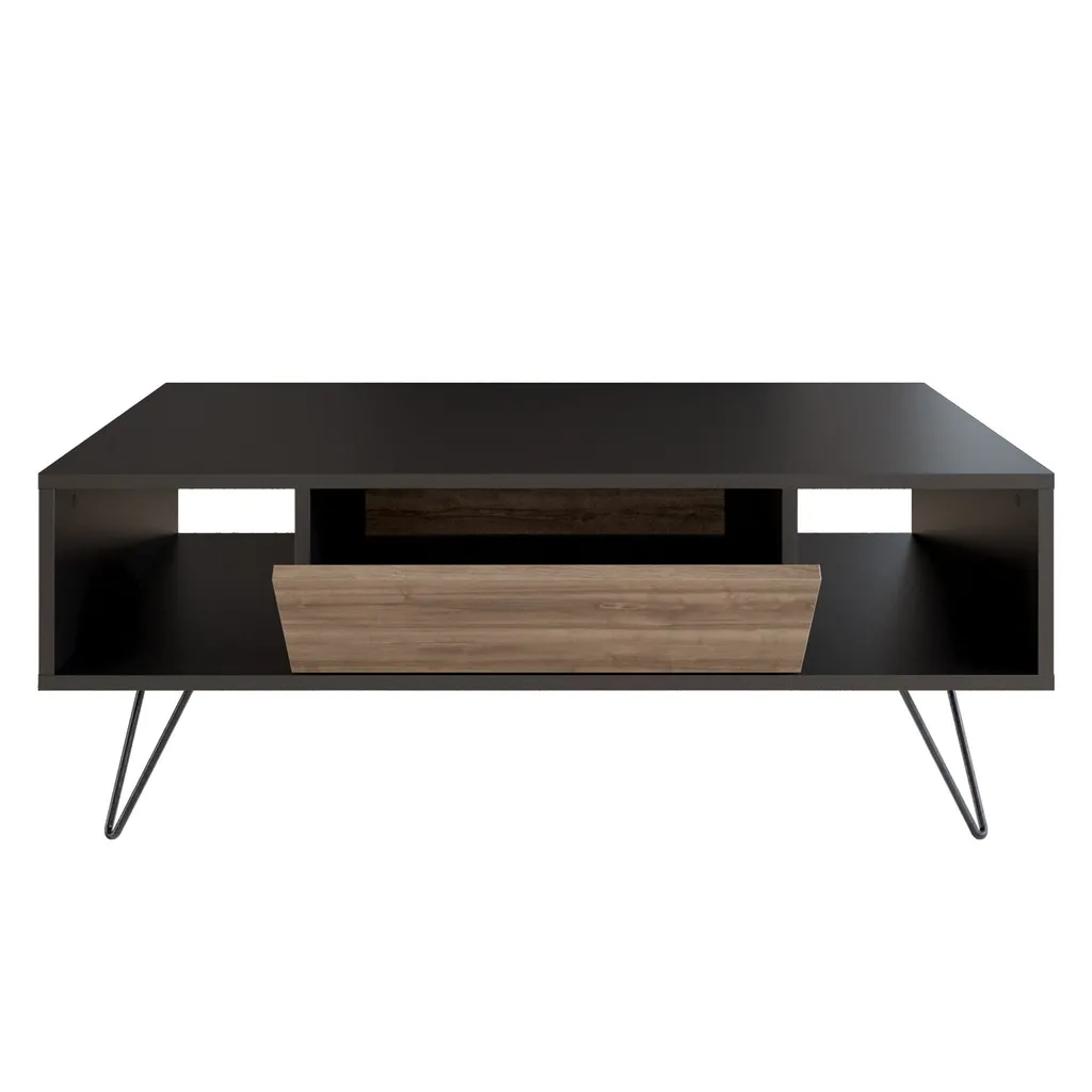 Table Basse de Salon Design Noir et Bois Noyer Mistico 120 cm de Large - 4