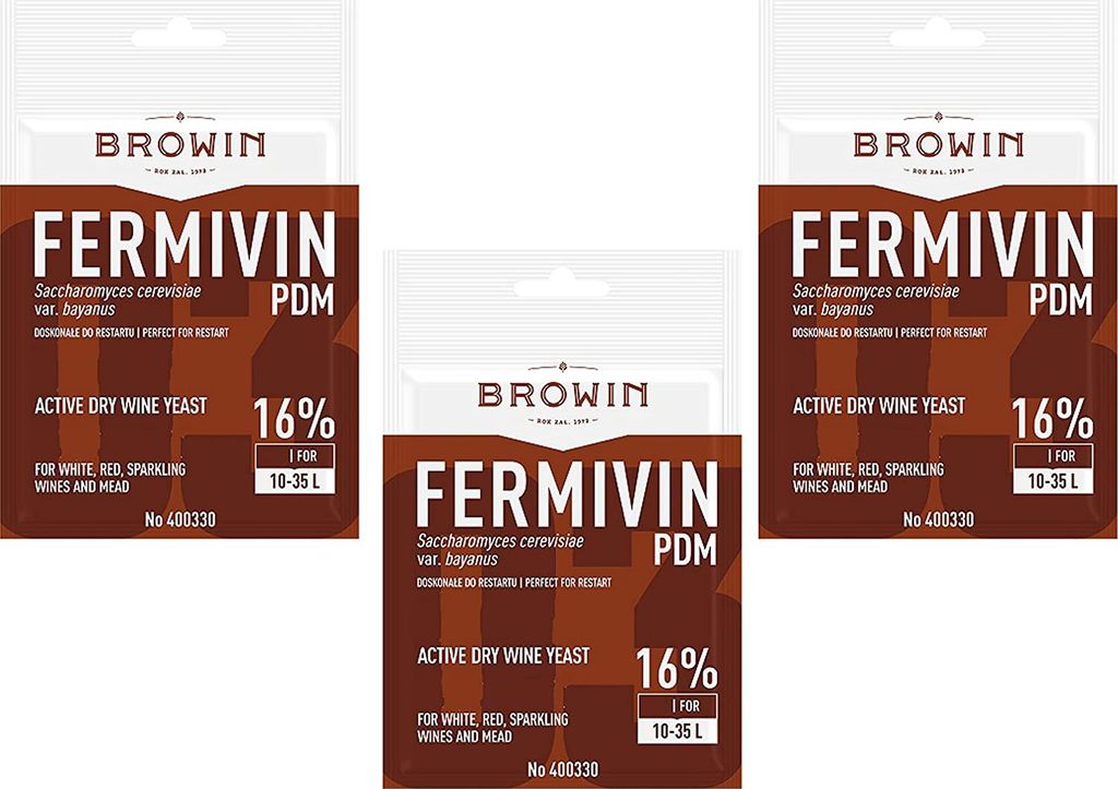 3X FERMIVIN PDM Trockenhefe Weinhefe Reinzuchthefe Hefe Weißwein Rotwein Honighefe