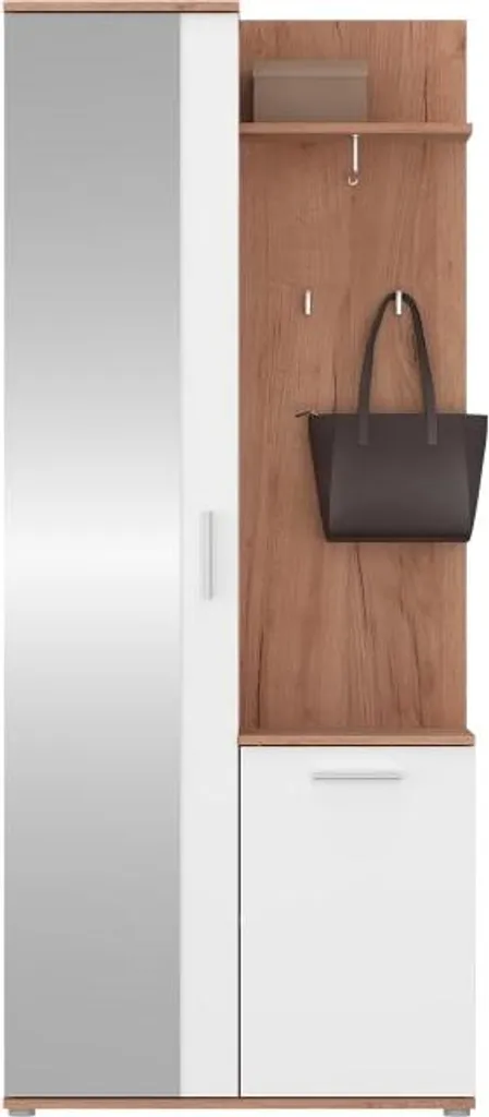 Armoire de rangement Intra avec miroir et étagères - Finition blanc mat - 4