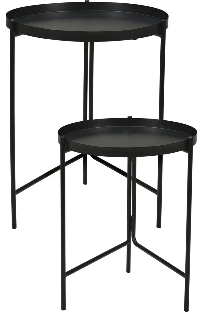 Tables d'appoint gigognes rondes en métal, lot de 2 pièces Ø 31/36cm
