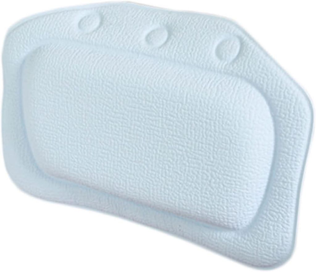Badewannenkissen, PVC-Saugnapfkissen mit Kopf-, Schulter- und Nackenstütze, Himmelblau