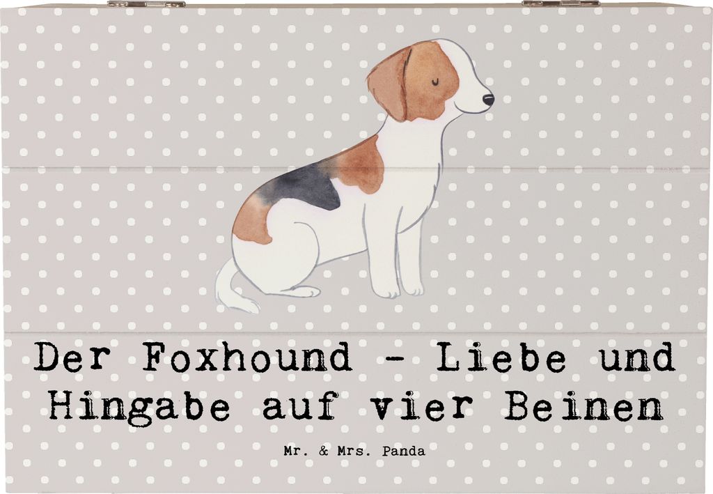 Mr. & Mrs. Panda Box Liebevoller Foxhound 22 x 15 cm - Grau Pastell - Geschenk, Hunderassen Beschreibung, Imposantes Auftreten, Aufbewahrungstruhe,...