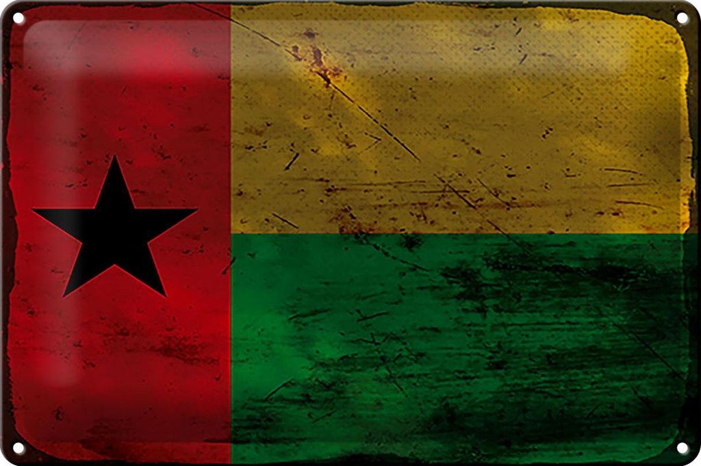 Blechschild Flagge Guinea-Bissau 30x20cm Guinea Rost
