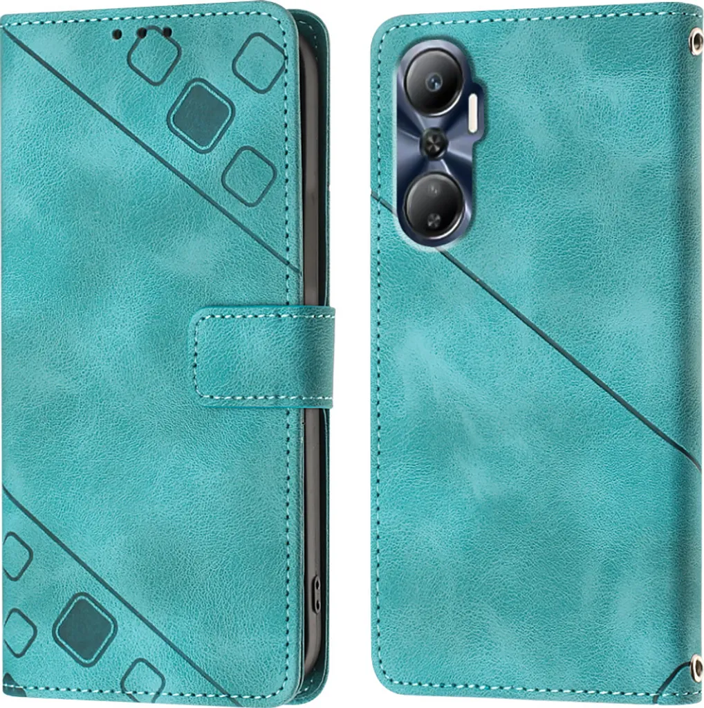 Custodia per Infinix Hot 20 4G X6826 Custodia a portafoglio in pelle flip in rilievo con funzione stand Verde
