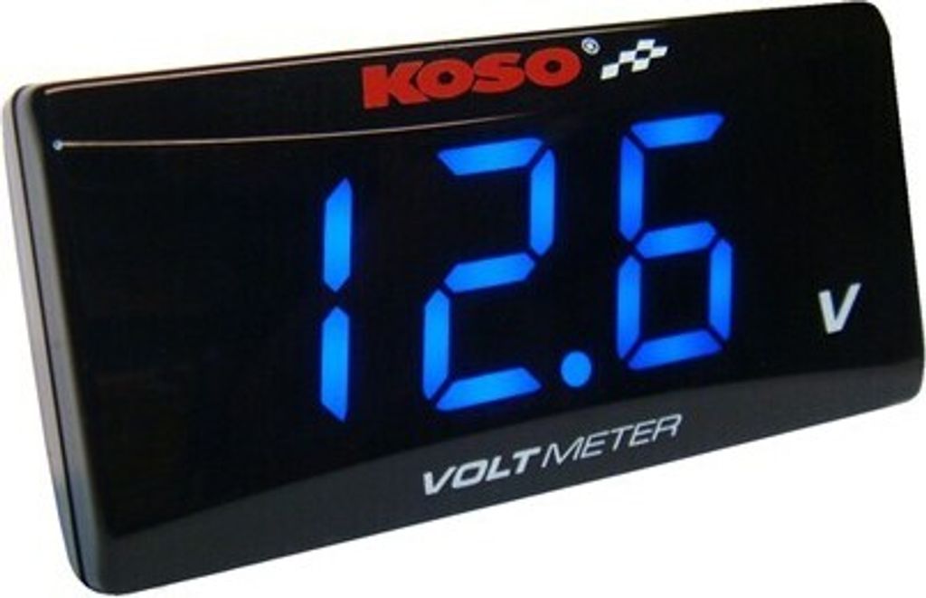 Spannungsanzeige SUPER SLIM STYLE, Koso, DC 6 - 19.9v, 56,4 x27 x 11,6mm, blau Ziffern