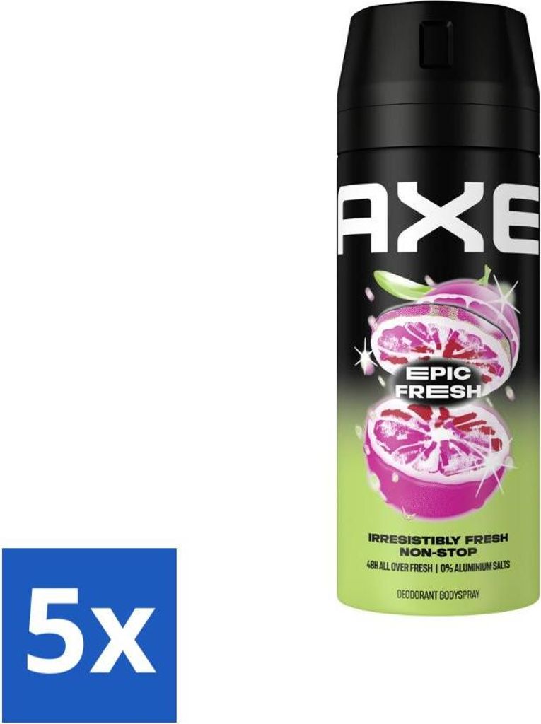 AX - Deodorant Spray - Epic Fresh - Zitrus & Minze - Ultra Fresh - 150 ml - Vorteilspack - 5 Stücke