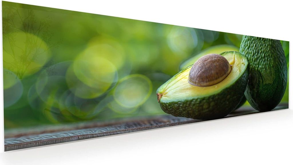 Glasbild 120x40cm in XXL für Wohnzimmer, Schlafzimmer Motiv Avocado Anschnitt
