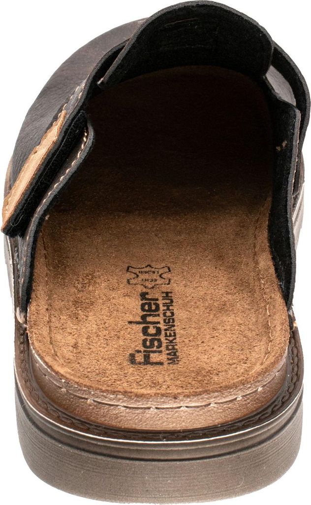 Fischer Herren Hausschuh Clog mit Klettverschluss und Lederdecksohle Lars 656664, Größe:42 EU, Farbe:Braun