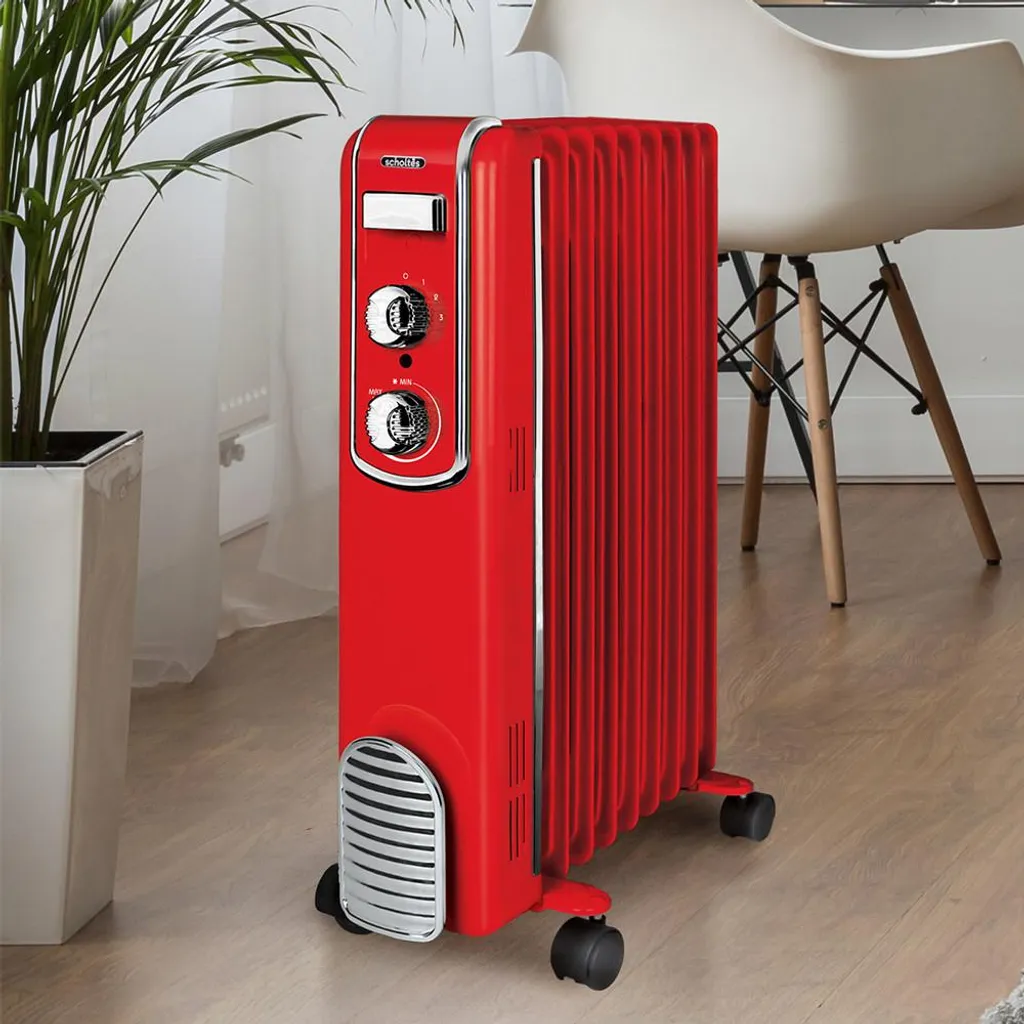 Radiateur bain d'huile 2000W rouge Scholtes SCHV709R - Chauffage mobile - 2