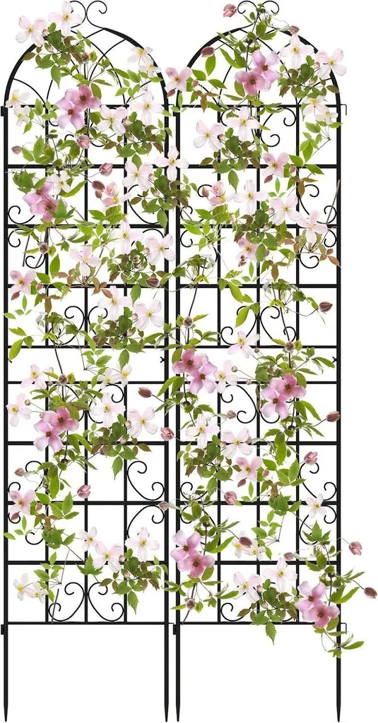 Treillis métal 220 cm antirouille noir pour rosiers et grimpantes