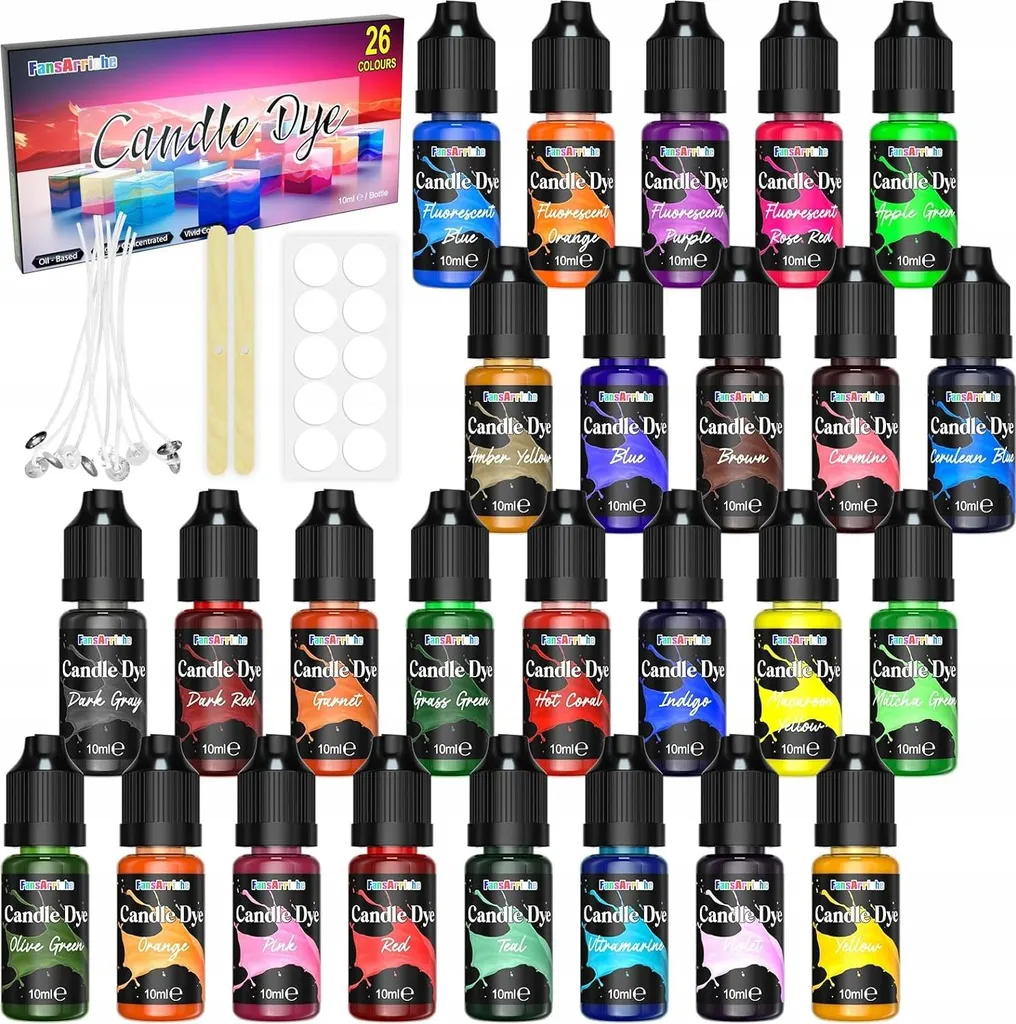 Coffret créatif bougies et savons DIY avec mèches et 26 couleurs vives