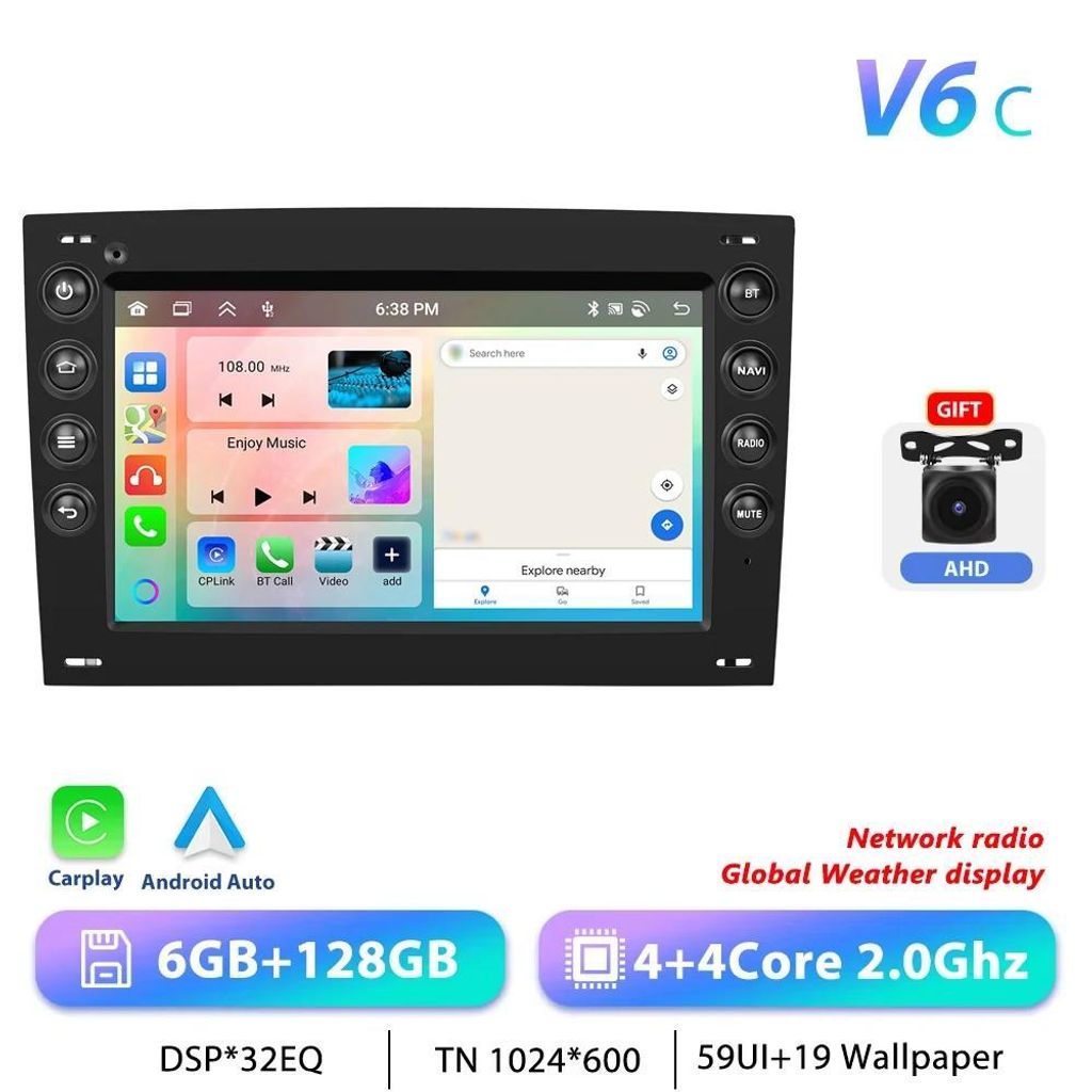 Für Renault Megane II 2002–2009 - Android Autoradio 2-DIN - Android 13 - 17,8 cm Display - CarPlay - 6+128 GB - AHD Rückfahrkamera-Eingang - GP...