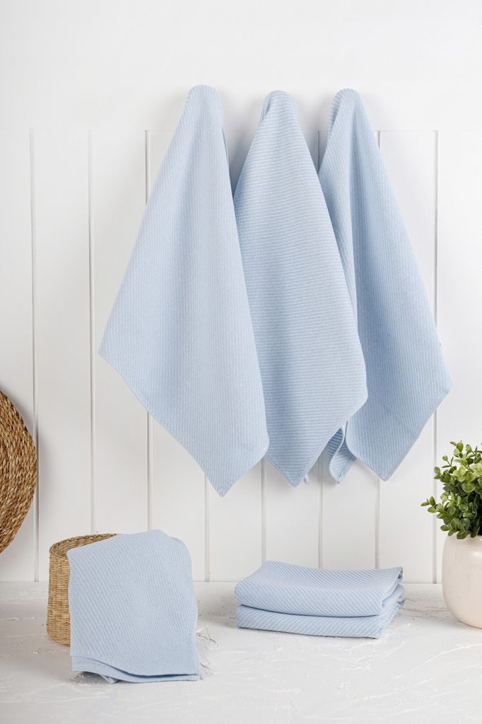 Hermia Concept, Eloise - Light Blue, Küchenhandtuch-Set (6-teilig), 90 % BAUMWOLLE / 10 % POLYESTER, Hellblau, 43 x 19 x 76 cm