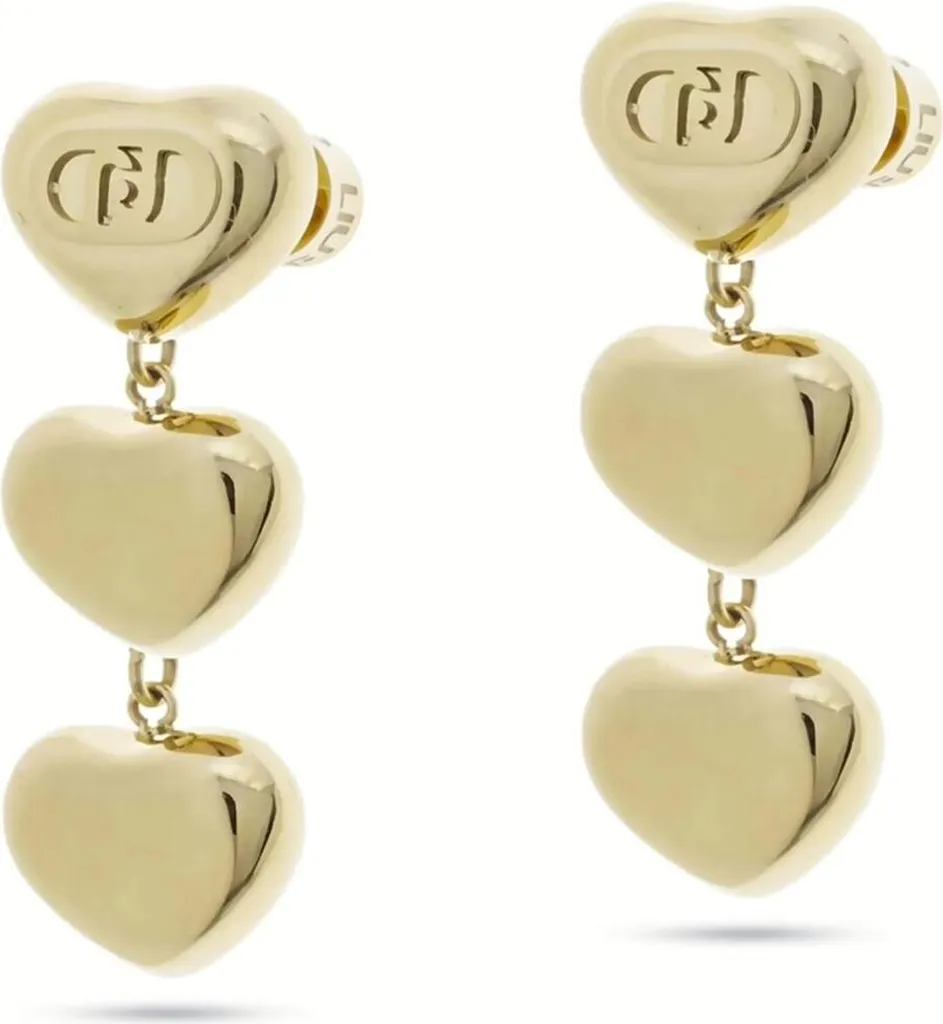 Boucles d'oreilles pendantes cœur en acier inoxydable doré brillant
