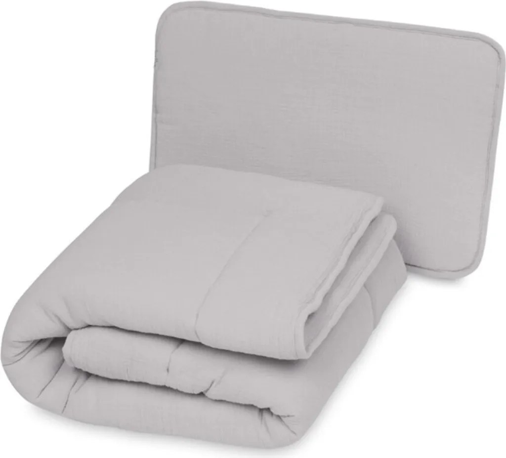 Couette 135x100 cm pour lit enfant avec oreiller gris Baby Matex