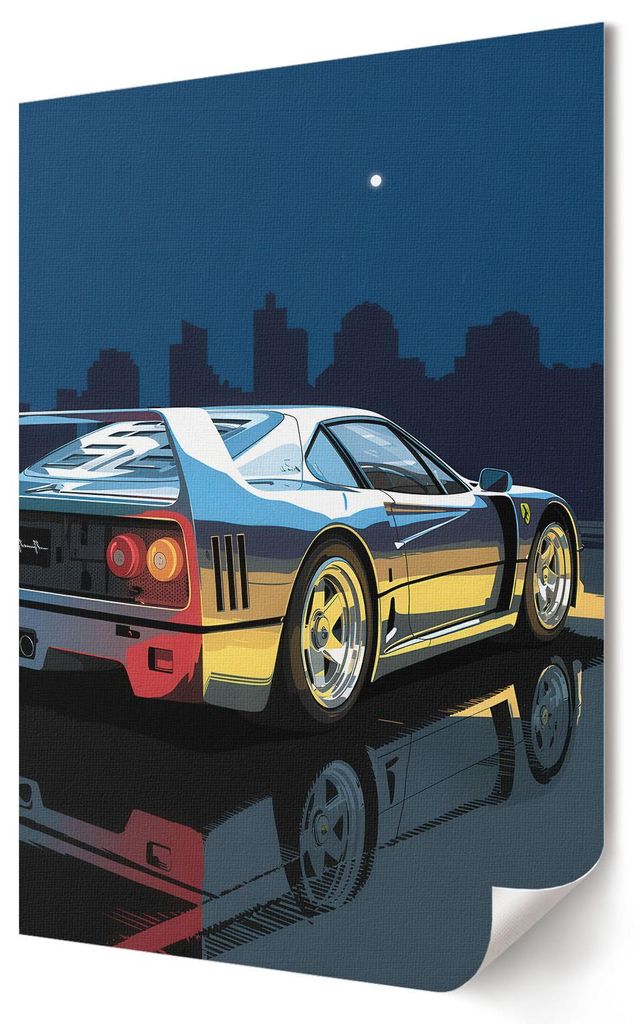 Autofahren bei Nacht- Kunstdruck A4 - Popkultur, futuristisch, Popkultur- Wandbild für Wohnzimmer Schlafzimmer & Flur, Modernes Poster Wanddeko, U...