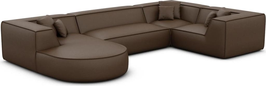 Kunstleder U-Form XL Wohnlandschaft Liberia Dunkelbraun Links