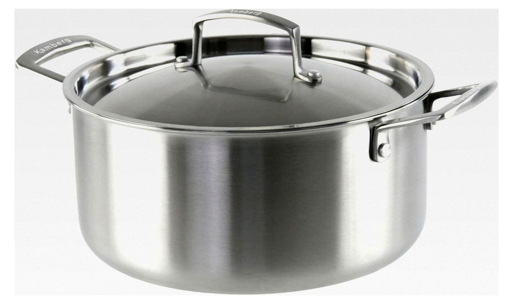 Kochtopf aus Edelstahl 18/10 Triply Ø 28 cm – ohne PFAS – inklusive Deckel – für alle Herdarten einschließlich Induktion und Backofen – ...