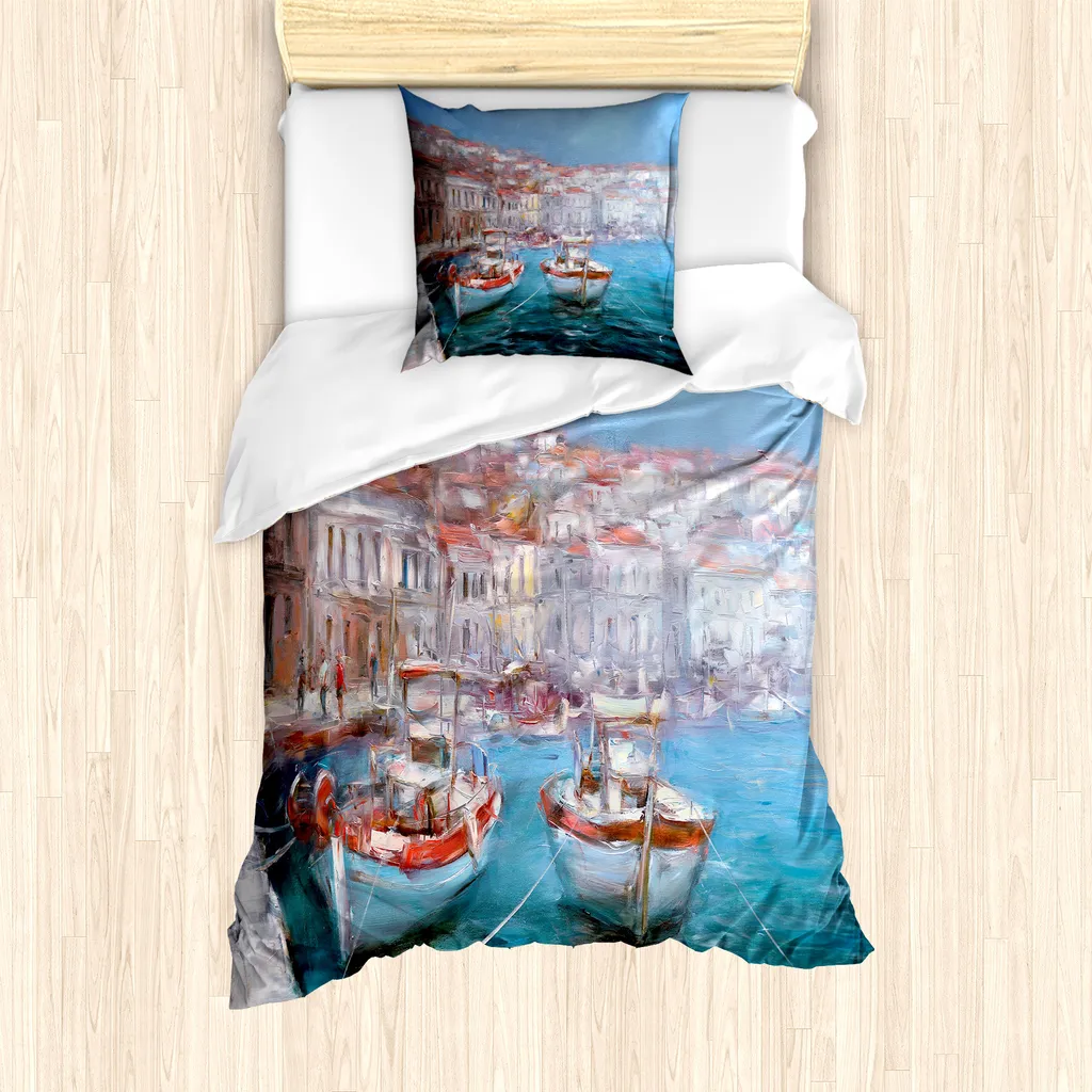 ABAKUHAUS Set Copripiumino Barche 135x200cm - Morbido e Anallergico