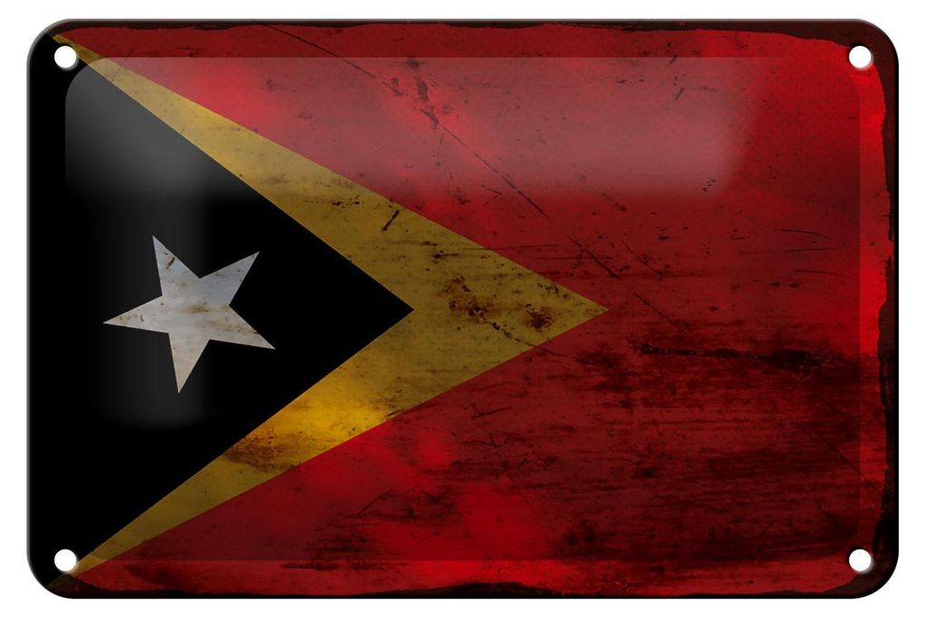 Blechschild Flagge Osttimor 18x12cm Flag East Timor Rost