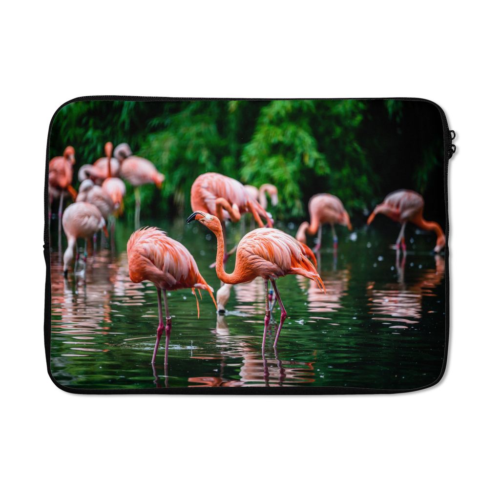 MuchoWow Laptop Hülle 14 ZollFlamingo - Tropisch - Vogel - Wasser - Rosa Laptoptasche - Laptoptasche - Stoßsicher - Schutzhaube
