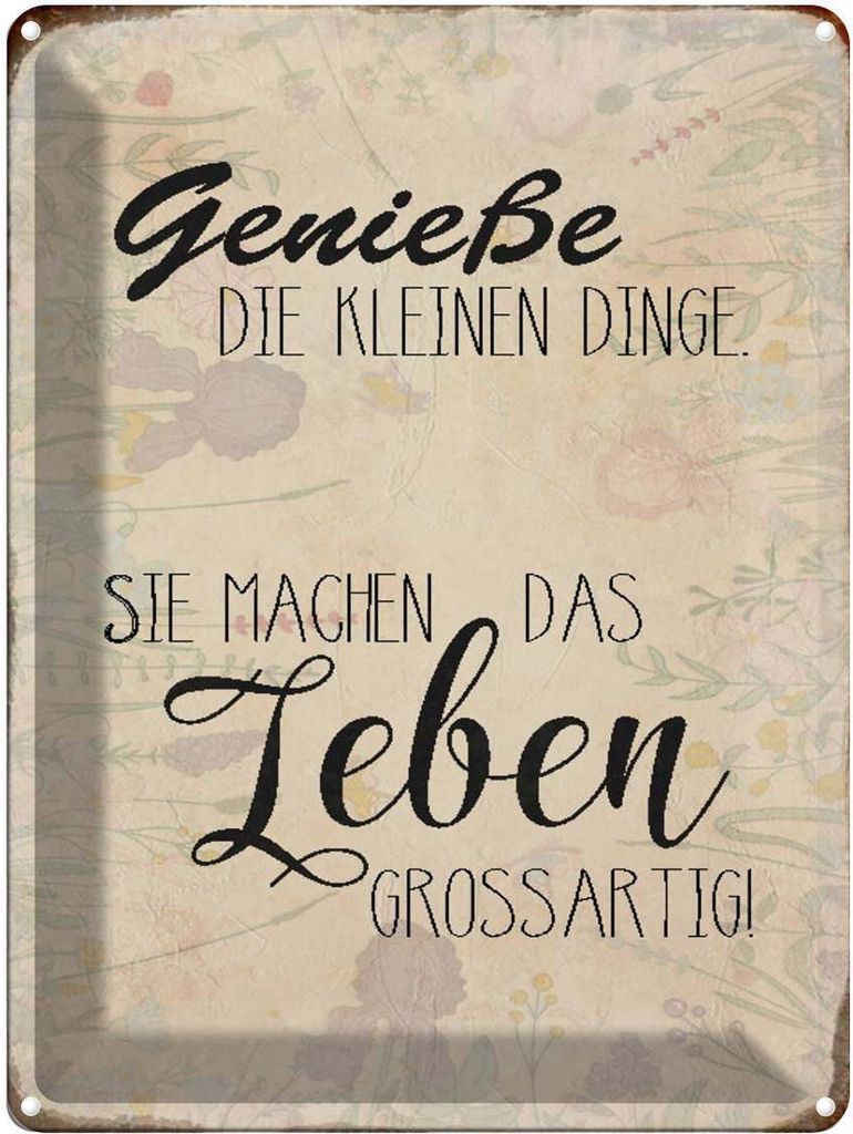 vianmo Blechschild 40x30 cm genieße kleine Dinge Leben Spruch Zitat