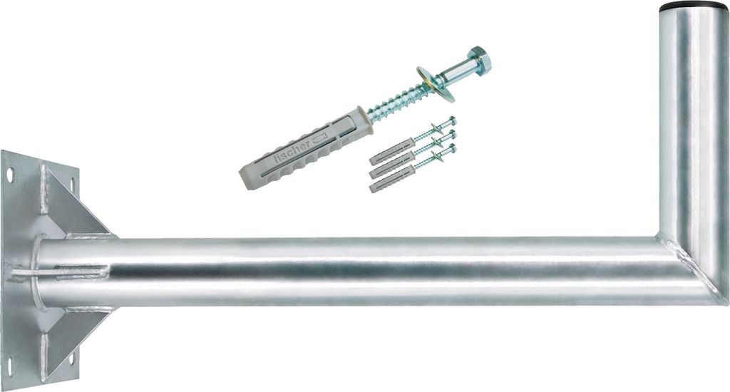 PremiumX 60cm Ø 60mm Wandhalter Stahl SAT Halter mit Verstrebung Schraubensatz