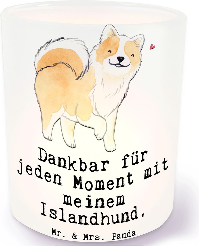 Mr. & Mrs. Panda Kerzenhalter Islandhund Moment - Transparent - Geschenk, Windlicht Glas, Teelicht, aus, Isländischer Schäferhund, teelichtleuchter