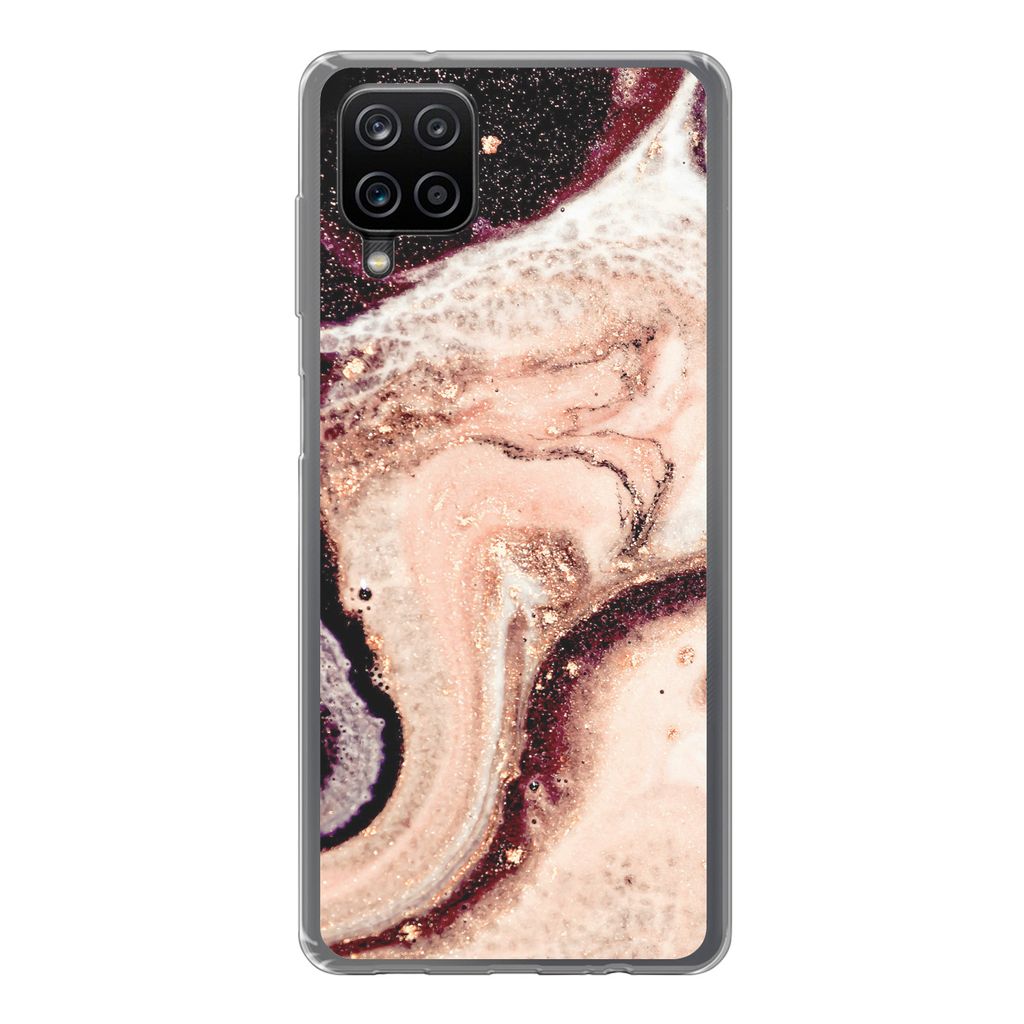 MuchoWow Handyhülle Schutzhülle Hülle für Samsung Galaxy A12 Marmor - Mineralien - Naturstein Silikon Softcase Handy Hülle - Bild