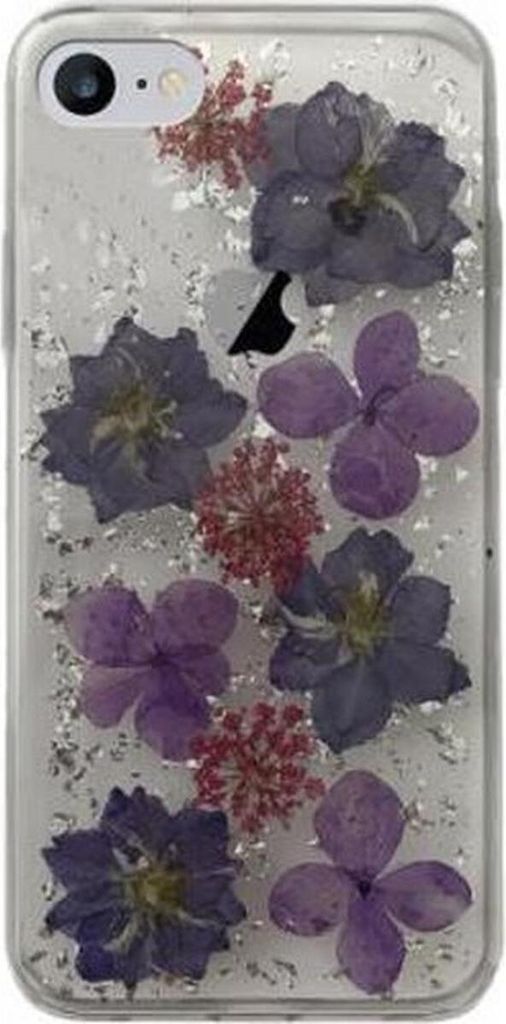 PURO, Halbsteife Hülle mit Blumen für Apple iPhone IP SE (2020)/8/7/6S/6, Transparent