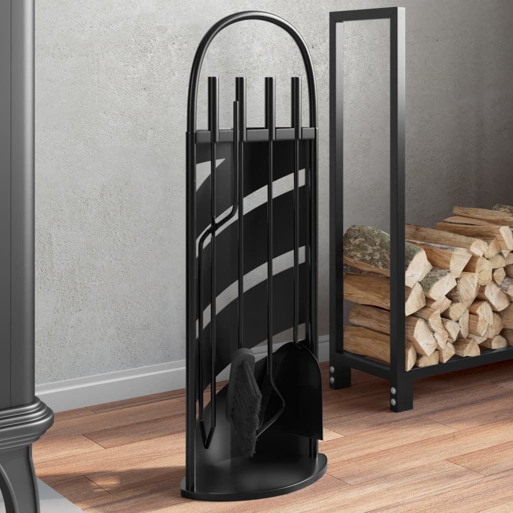 Design 5-tlg. Kaminwerkzeug-Set 23x15x66 cm Stahl, Grillbriketts 2024 Neu