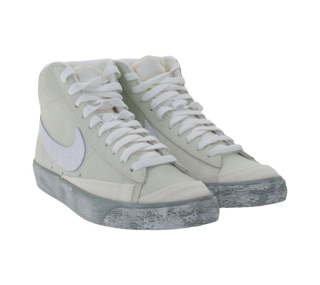 NIKE Blazer Mid 77 Mid-Top Sneaker moderne Echtleder-Schuhe im Vintage-Look DV0797 100 Weiß/Beige, Größe:40