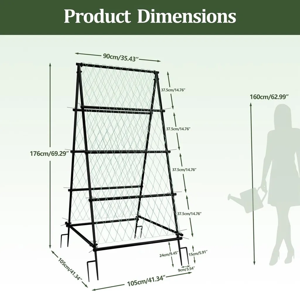 Support de croissance vertical type treillis avec filet nylon résistant