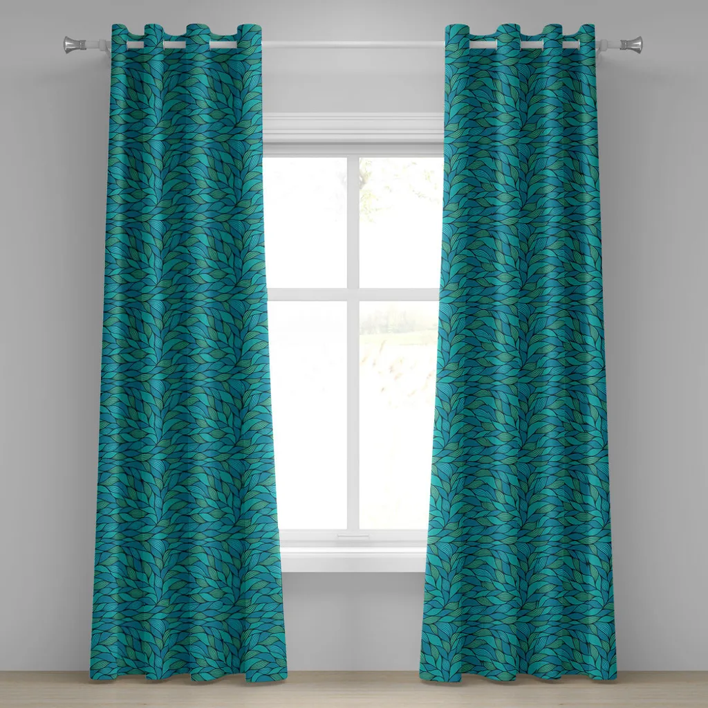 Set 2 Tende ABAKUHAUS Oceano 280x175 - Verde Acqua e Onde Blu