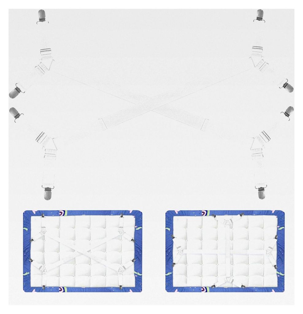 2 Stück Bettlakenspanner, Verstellbare Elastische Dreiecksspanner für Bettwäsche und Sofas (Weiß)