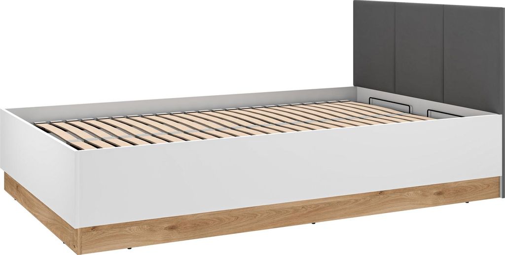Bett Torino Einzelbett 90x200cm weiß Eiche Castello graphit Ausführung wählbar,mit Metallrahmen