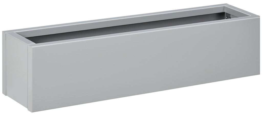 Pflanzkübel Pflanztrog Eckig aus Stahl Wetterfest & Frostsicher Blumenkübel für Balkon Terrasse Garten Grau 91 x 22 x 22 cm