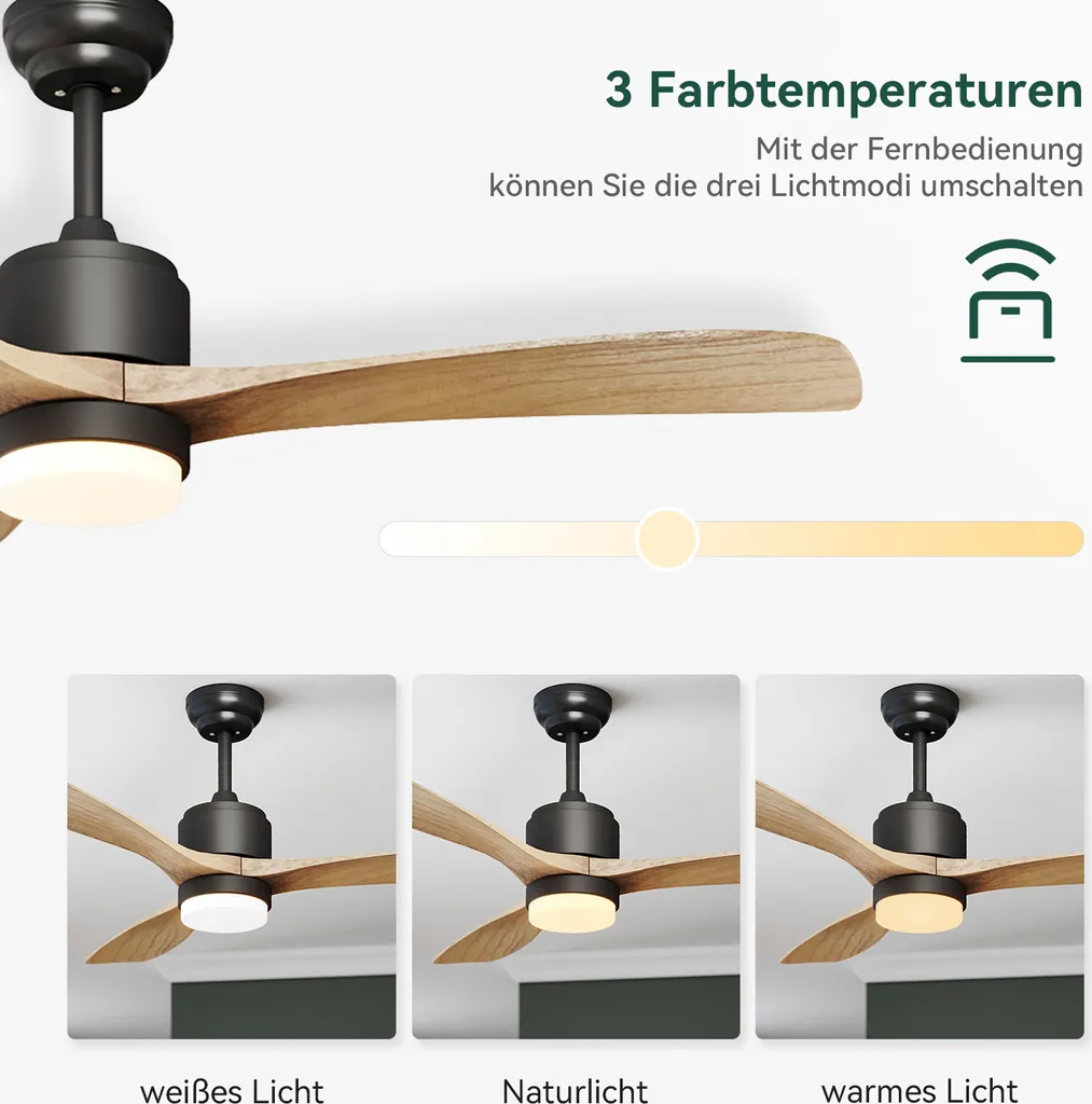 SONNI Ventilateur de plafond avec éclairage et télécommande 132 cm - 2