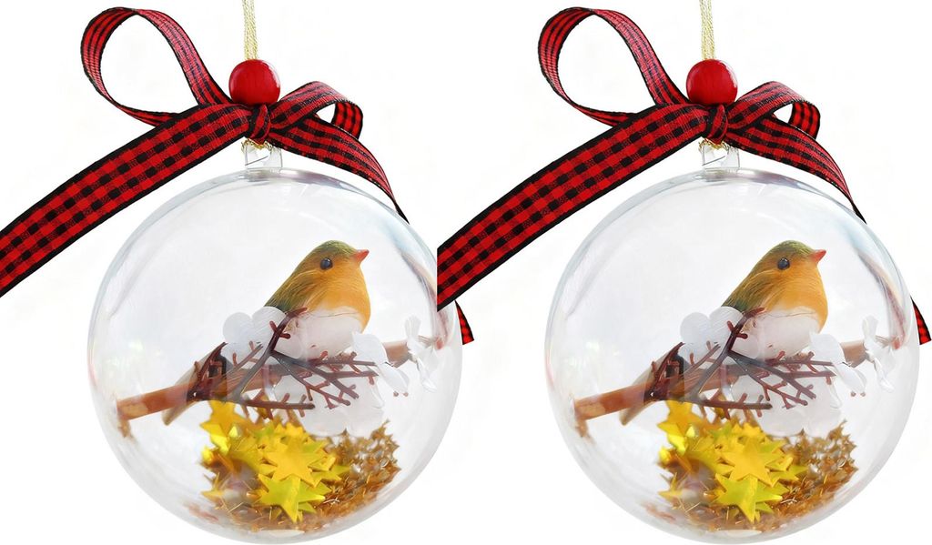 Vogelkugel-Weihnachtsbaumschmuck, 3D-Tierkugel aus transparentem Kunststoff, Erinnerungsgeschenk für Vogelliebhaber