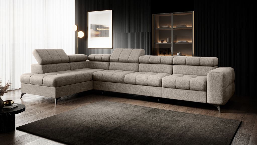 Modernes Ecksofa Pudding maxi - mit Schlaffunktion und verstellbaren Kopfstützen Links INFINITY 8