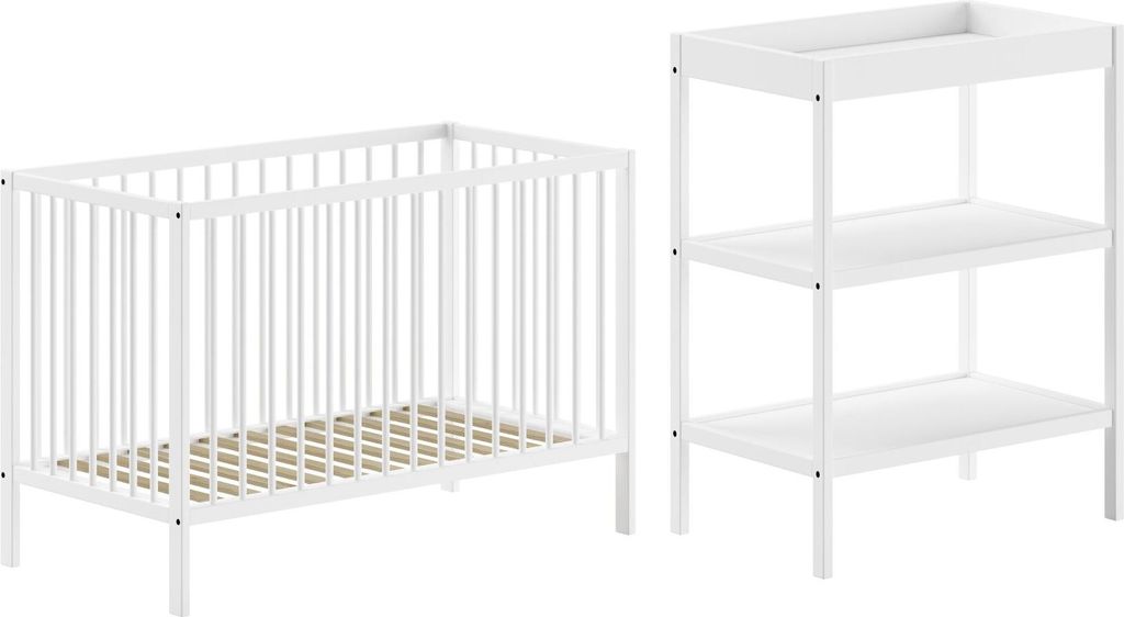 Babyzimmer Set Kara-lynn 2 Babyzimmer komplett Massivholz Buche Weiß