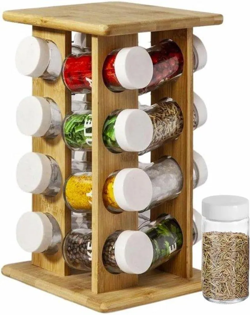 Support à épices pour plan de travail avec 16 pots - Gain de place