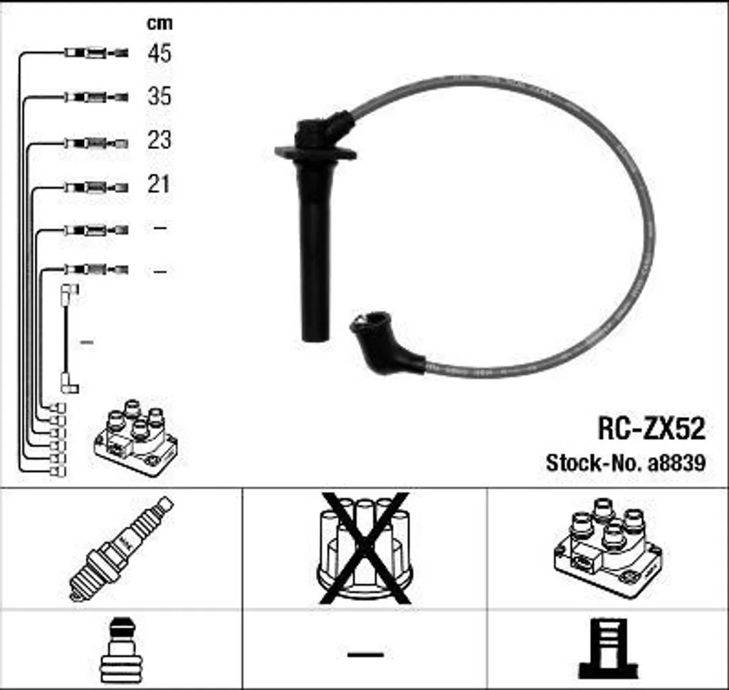 NGK 8839 Faisceau d'allumage OE 18 152A pour Mazda 323 BJ et BA