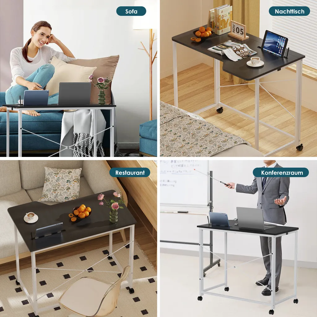 Table d'ordinateur mobile Gaming - Bureau pliable avec 4 roulettes - 8