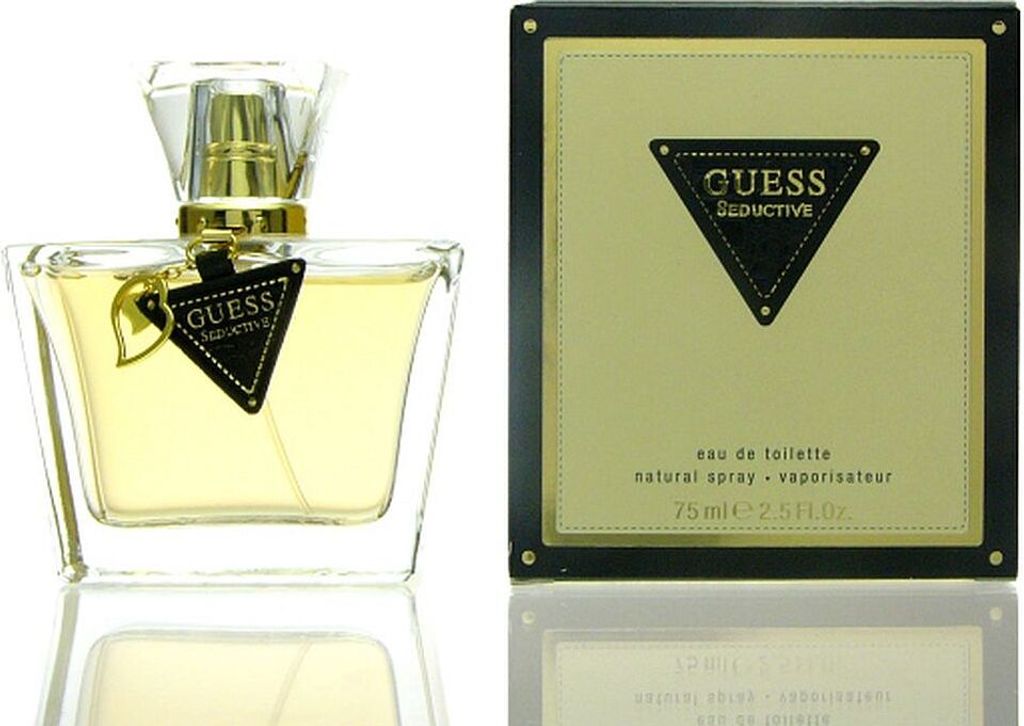 A perfume bottle and its box are displayed side-by-side against a white background.